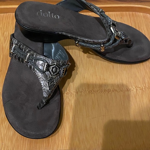 Rialto Pewter Embellished Sandals - Picture 2 of 4